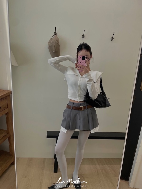 百摺高腰西裝褲裙